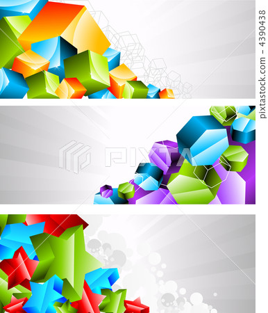 Set of banners with 3d element. Vector... - Stock Illustration [4390438 ...
