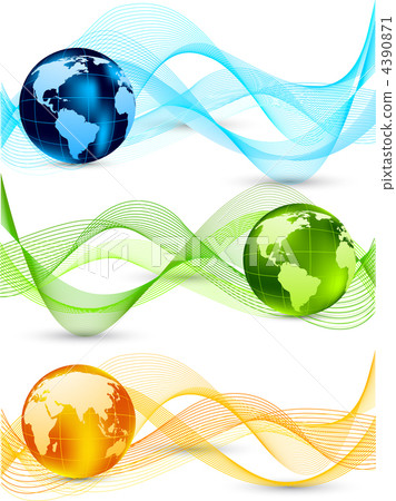 Set of banners with globes 4390871
