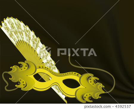 Hand-held fan and a mask. Hand-held fan and a mask. 4392537