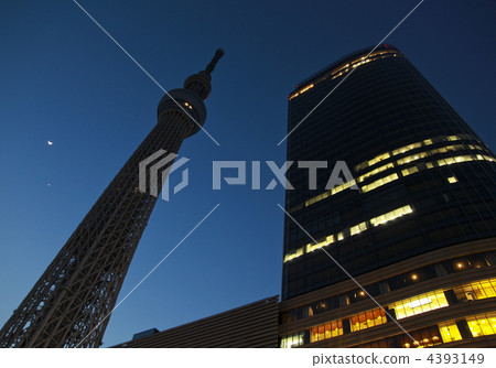 暗淡的東京天空樹和東塔 4393149