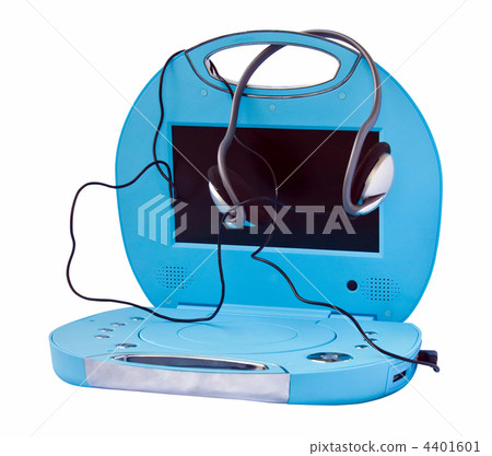 Portable DVD player with headphones, isolated on a white background. Portable DVD player with headphones, isolated on a white background. 4401601