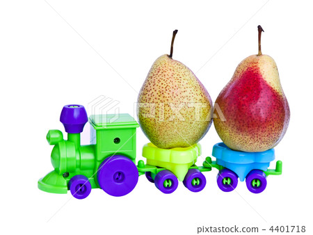 A toy train takes ripe pears. 4401718
