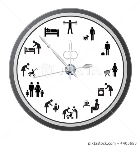 Clock of icons of people. 4403683