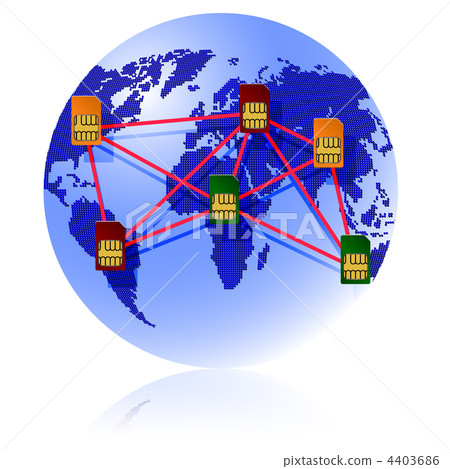 Globe Sim card connecting continents. 4403686
