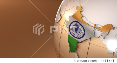 Map of the India on Earth in the national colors Map of the India on Earth in the national colors 4411321
