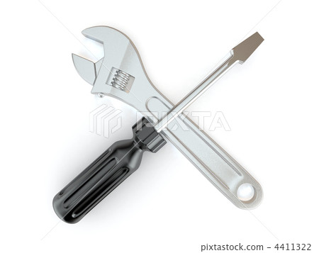 Wrench and screwdriver. Tools. 3d Wrench and screwdriver. Tools. 3d 4411322