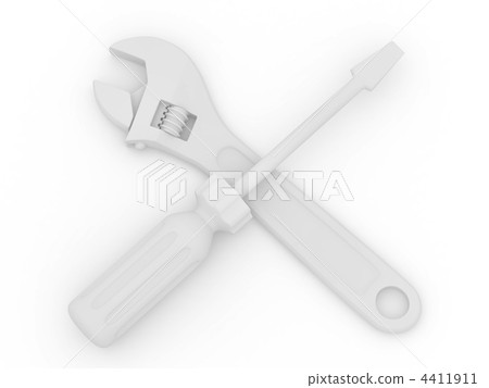 Wrench and screwdriver. Tools. 3d Wrench and screwdriver. Tools. 3d 4411911