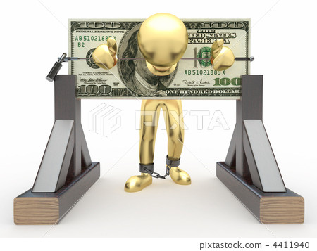 Man being held hostage by money 4411940