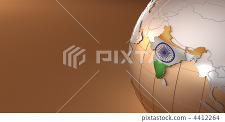 Map of the India on Earth in the national colors 4412264