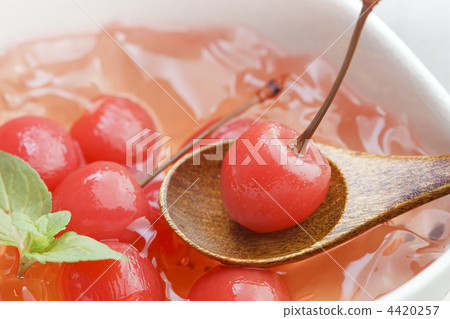 Cherry jelly and spoon Cherry jelly and spoon 4420257