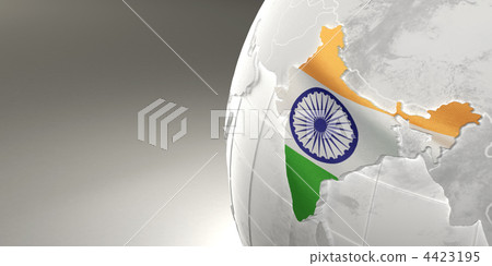 Map of the India on Earth in the national colors Map of the India on Earth in the national colors 4423195