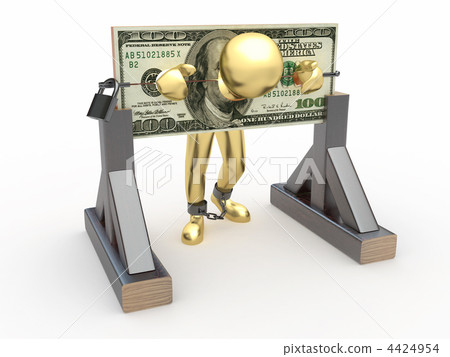 Man being held hostage by money 4424954