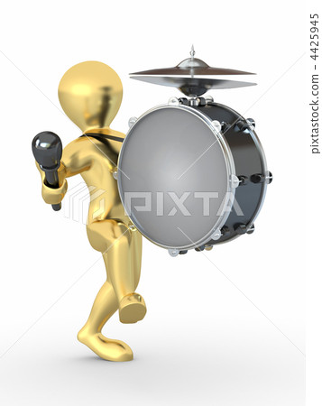 Man with drum and drumstick. 3d Man with drum and drumstick. 3d 4425945