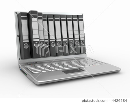 Archive. Laptop with folders instead of the screen Archive. Laptop with folders instead of the screen 4426384