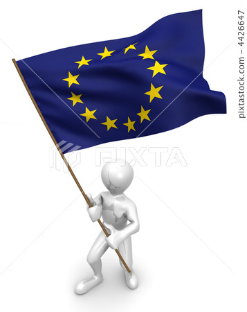 Men with flag. Europe 4426647