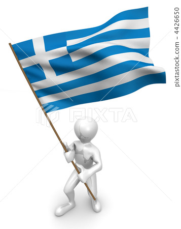 Men with flag. Greece 4426650