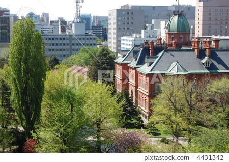 Spring red brick building office 4431342