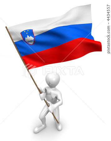 Men with flag. Slovenia 4434557
