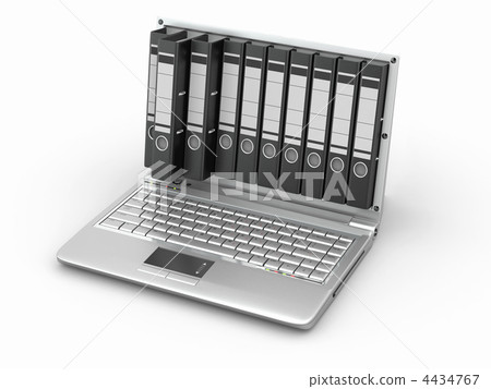 Archive. Laptop with folders instead of the screen 4434767