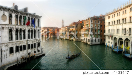 Grand Canal among old historic buildings in Venice, Italy. 4435447