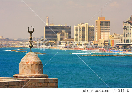 Tel Aviv coastline view. 4435448