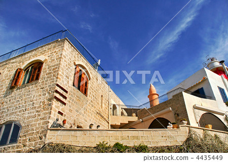 Stone house under the blue sky. 4435449