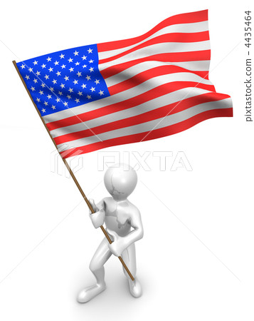 Men with flag. USA 4435464
