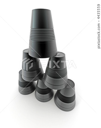 Pyramid from inverted  plastic cups on isolated background 4435559