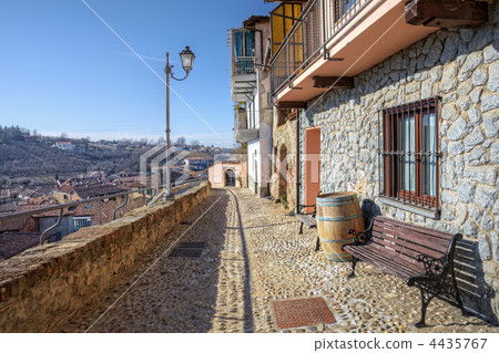 Narrow street and old house. La Morra, Northern Italy. Narrow street and old house. La Morra, Northern Italy. 4435767