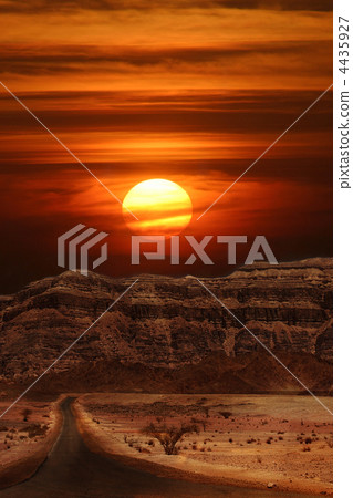 Sunset in desert. 4435927