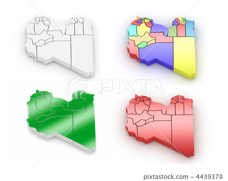Three-dimensional map of Libya on white isolated background Three-dimensional map of Libya on white isolated background 4439378
