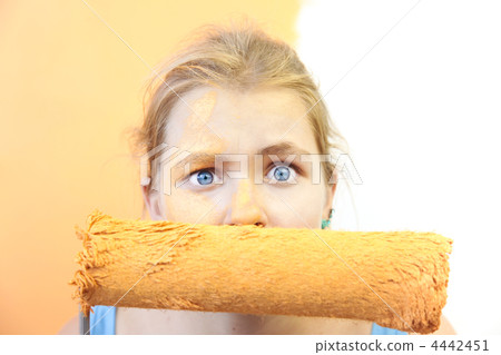disquiet young woman / unhappy home Improvement / with wtite disquiet young woman / unhappy home Improvement / with wtite 4442451