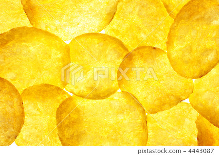 Potato Chips Background / Crisps / Macro / Back-lit 4443087