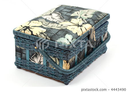 Blue casket for needlework over white 4443490