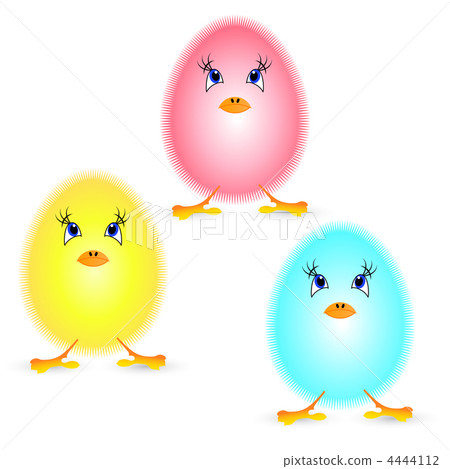 Small fluffy chickens on a white background Small fluffy chickens on a white background 4444112