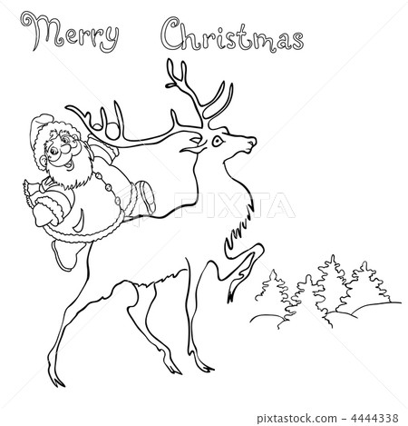 santa claus rides on deer 4444338