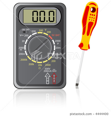 Multimeter of black color and screwdriver 4444400