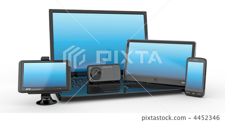 Laptop, mobile phone, tablet pc and gps. 3d Laptop, mobile phone, tablet pc and gps. 3d 4452346