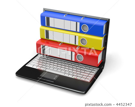 Archive. Laptop with folders instead of the screen 4452347