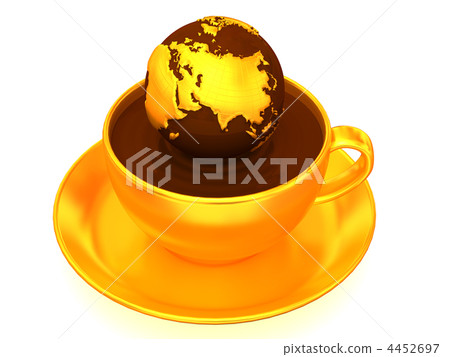 Earth on cup of coffee. 3d 4452697
