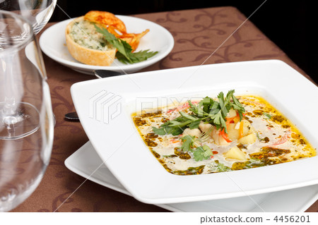 fish soup with potato chips and fish pie fish soup with potato chips and fish pie 4456201