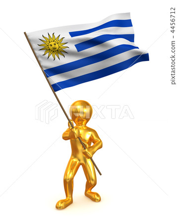 Men with flag. Uruguay 4456712