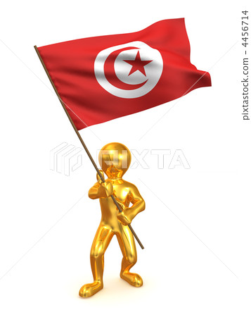 Men with flag. Tunisia 4456714