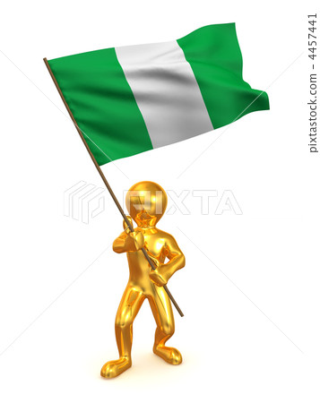 Men with flag. Nigeria 4457441