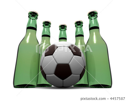 Bottles of beer and ball. 3d Bottles of beer and ball. 3d 4457587