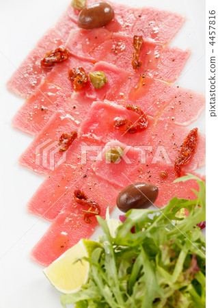 Fish Carpaccio with olives ana salad Fish Carpaccio with olives ana salad 4457816