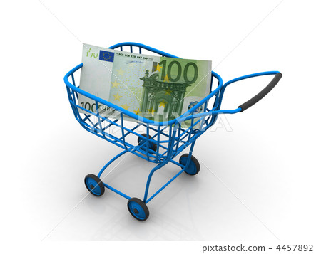 Consumer basket with euro. 3d 4457892