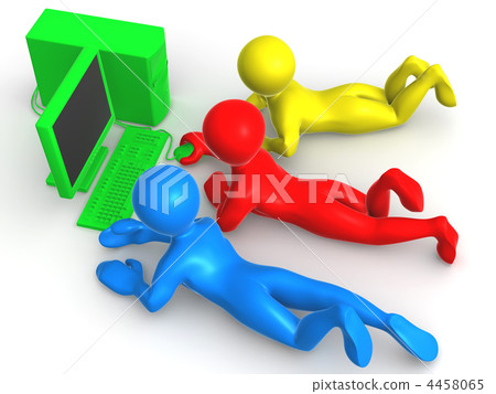 Three mens with PC - Stock Illustration [4458065] - PIXTA