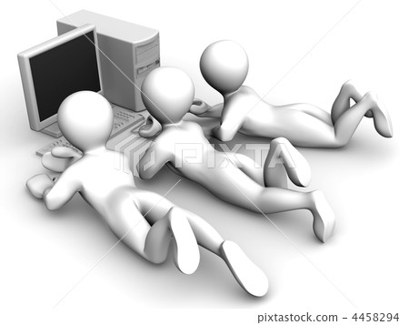 Three mens with PC - Stock Illustration [4458294] - PIXTA
