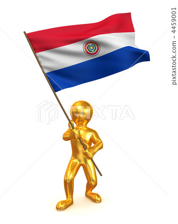 Men with flag. Paraguay 4459001